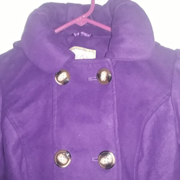 Ladies Pink Envelope, XS soft heavy purple coat w/satin liner, double button up, - Picture 2 of 9